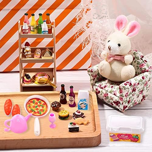 WanderGo 57 Doll Food Accessories Set, Dollhouse Tableware Miniature Kitchen Accessories for Girl Doll Mini Pretend Kitchenware Play Toys for Girls Doll House Decor