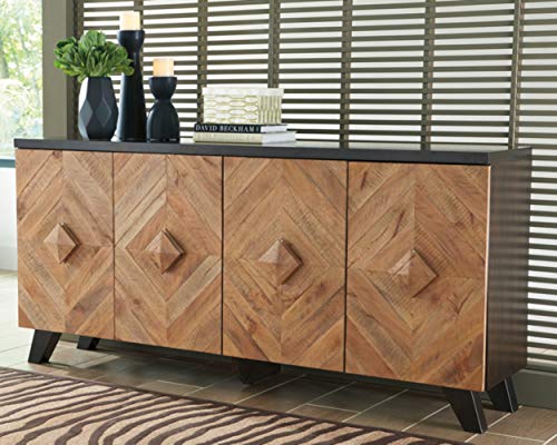 Image of Signature Design by Ashley Robin Ridge Modern Wood Accent Cabinet or TV Stand, Brown & Black