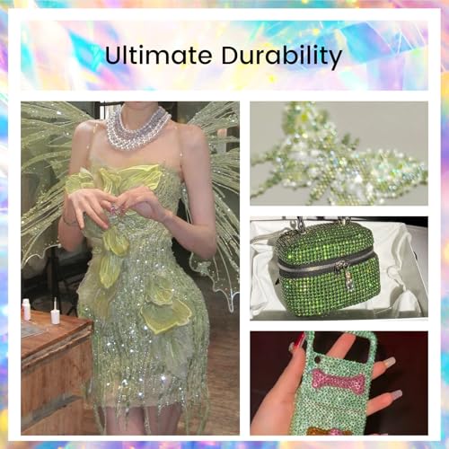 Image of Rhinestones Crystals Rhinestones for Crafts Nail rhinestones Glass Flatback Nail Gems and Rhinestones for Nails Art Makeup Bags Shoes Decoration DIY(SS10,1440pcs,Light Green AB)