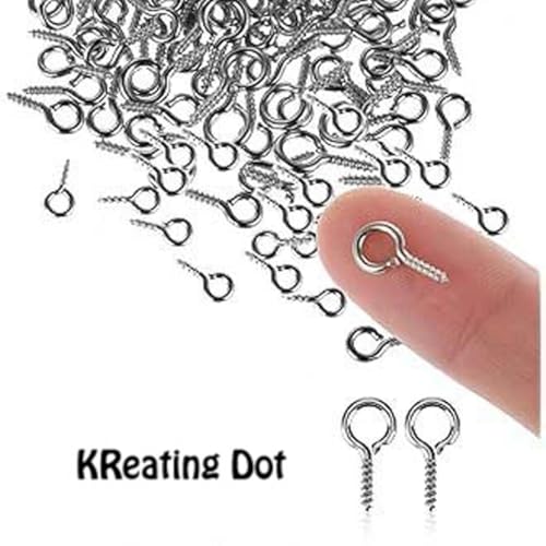 Image of 50 Pcs Nickel Silver Screw Eye Pins 5x10mm with 50 Jump Rings | Eyelets Screw Threaded Clasp Hooks for Making Pendants, Beads, Jewellery Findings DIY Craft (KRBNS-50)