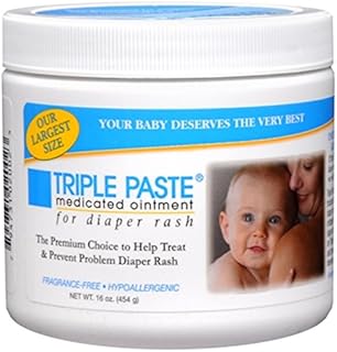 Triple Paste Diaper Rash Cream, Hypoallergenic Medicated Ointment for Babies, 16 oz