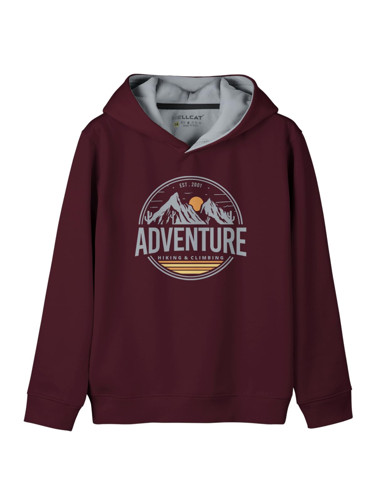 HELLCAT Maroon Printed Cotton Blend Hoodie Sweatshirt for Boys