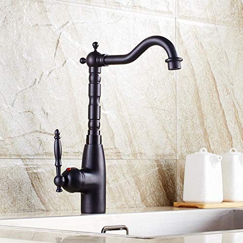 Mitigeur lavabo en cuivre massif au style antique noir pour salle de bain d'hôtel