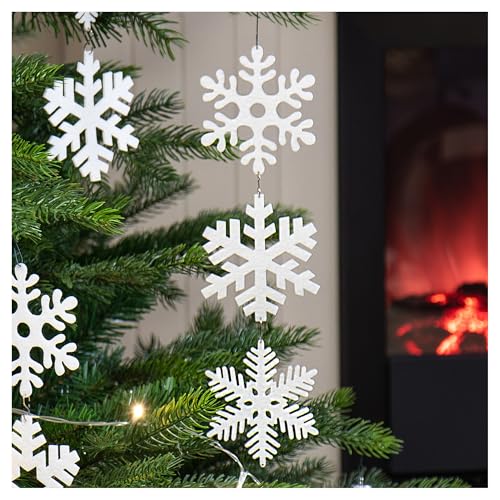 com-four® 12 x decoração de Natal - pingente de estrela de neve - decoração pendente para decorar a árvore de Natal - decoração da árvore (branca - 12 peças)