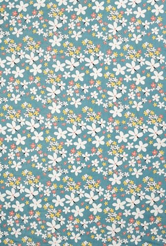Image of NHD HOME diwan Set for Living Room, Glace Cotton, diwan Set 6 Pieces (1 Single Bedsheet, 3 Cushion Covers, 2 Bolster Covers) (Color-Light Sky) Floral