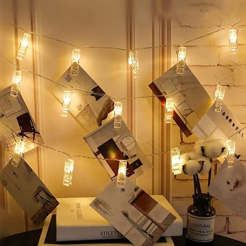 Image of Xenith 14 LED Photo Clip Fairy String Lights for Outdoor Indoor Anniversary Birthday Party Christmas Decoration Home Festival Festive Party Restaurants Farewell (Warm White, 3.5 Meter)