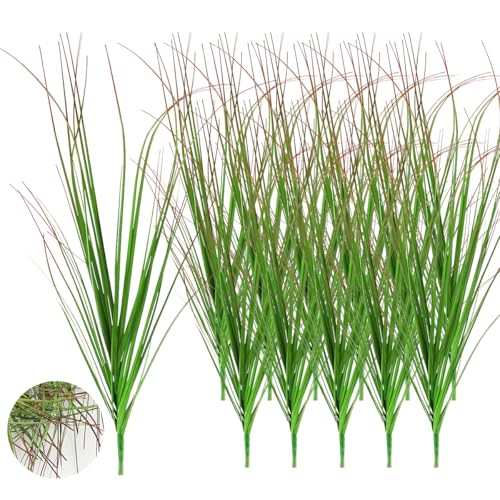 WEFHEF 12 Bündel Künstliche Gräser für Draußen, 52cm Kunstgras Kunstpflanzen Deko Grün UV-Beständig Künstliche Pflanzen wie Echt Grünpflanze für Draußen Dekoration Blumenkasten und Garten