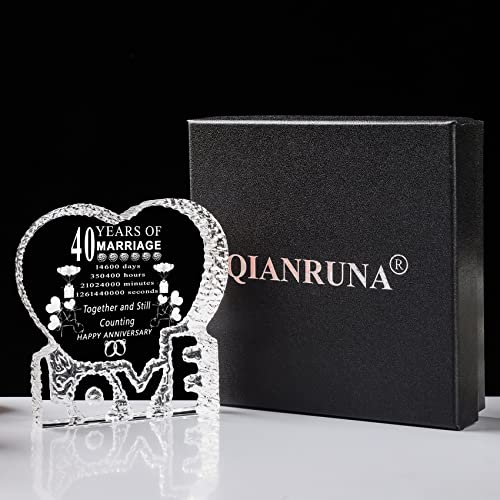 40 Year 40Th Wedding Anniversary Gift Laser Crystal Heart Marriage Keepsake Decoration For Couple Friends Women Man Mom Dad Parents Him Her Husband Wife #TOP3