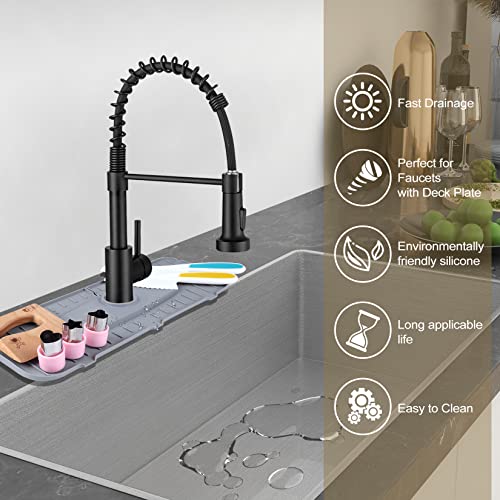 Silicone Faucet Mat, Kingmall Kitchen Faucet Mat Silicone Faucet Drip Catcher For Kitchen Faucet Drip Catcher Silicone Sink Mats, Tailor-Made For Faucets With 1Cm(0.4 Inch) Deck Plate【Light Grey】 #TOP5