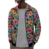 HUGS IDEA Tropical Floral Men's Zip Up Jacket Lightweight Long Sleeve Sport Jackets for Men Fashion Slim Fit Outerwear Coats with Pocket Casual Outdoor Streetwear Stylish Clothes