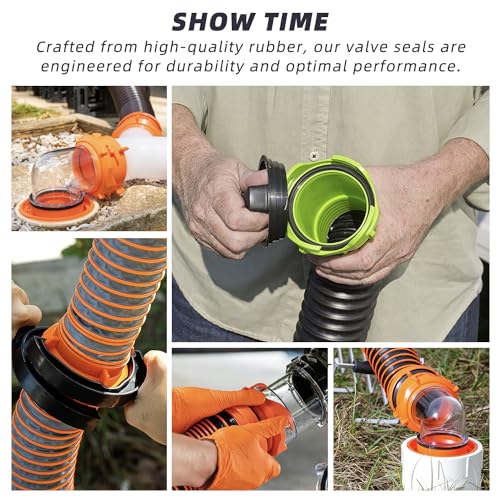Image of 16 Pack RV Sewer Hose Gaskets 39834 Replacement, Compatible with Camco RhinoFLEX Revolution and Easy-Slip Sewer Hoses, Leak-Proof Odor-Tight Rubber Seal Fittings for Bayonet and 4-in-1 RV Sewer Hose