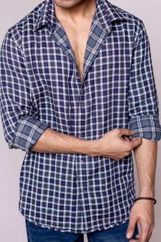 Image of Men's Regular Fit Reversible Checkered Shirt