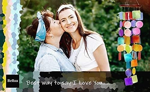 Bellaa Handmade Wind Chimes Outdoor, Capiz Seashell Glass, Gental Musical Windchime Outside Garden Decoration, Beach, Gifts for Mom 24490 - Image 7