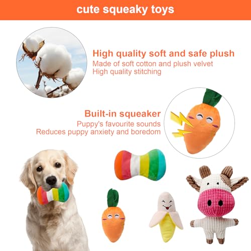8 Stück Hundespielzeug Kleine Hunde, Welpenspielzeug, Langlebiges Kauspielzeug & Quietschspielzeug Intelligenz, Welpen Bissfestes Kuscheltier, Natürlicher Baumwolle & Ungiftig, Lindern Langeweile