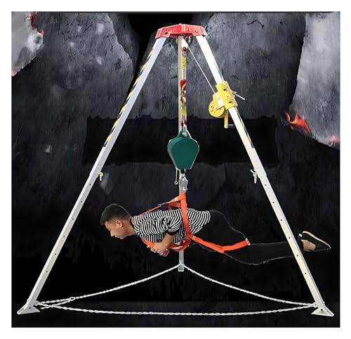 Heavy-Duty Rescue Tripod with Winch - Essential Confined Space Rescue Equipment Reliable Emergency Lifting Gear for Firefighting Safety
