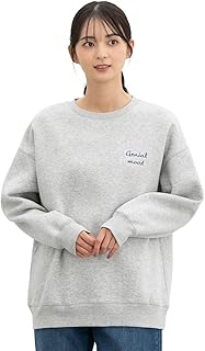 [ハニーズ] 長袖 ハニぽか ゆったり 裏毛 綿混 クルーネック レディース 裏起毛ゆるロゴ刺繍スウェット 6540119703