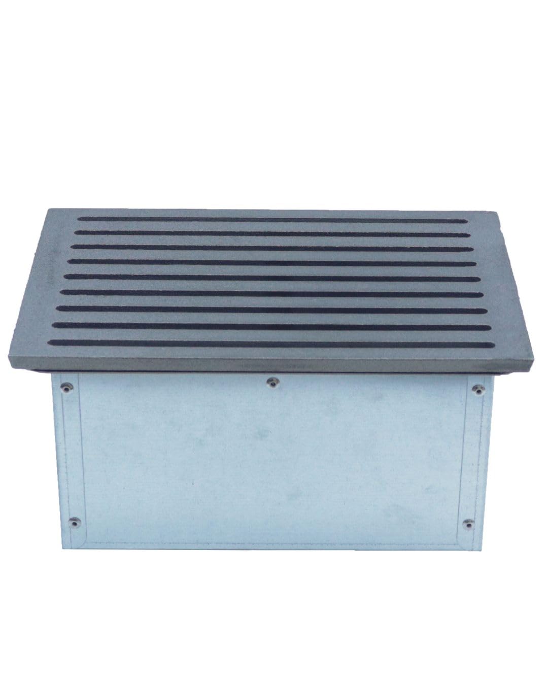 FONDERIA BONGIOVANNI | Griglia in Ghisa | Griglia per Camino | Stufa Pellet | Barbecue Fondello per Cenere | 30x20,6 cm | con Cassetto Raccolta Cenere | Altezza 14H | Accessori Camino