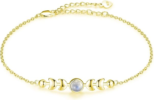 Genuine Moonstone Bracelet Sterling Silver Moon Phase Bracelet Minimalist Moonstone Jewelry for Mom Friends Daughter