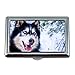 Yanteng Zigarettenetui Box, Husky Schnee Hundeschlitten Hund Tier Fell Hund Blaues Auge, Visitenkartenetui Visitenkartenetui Edelstahl