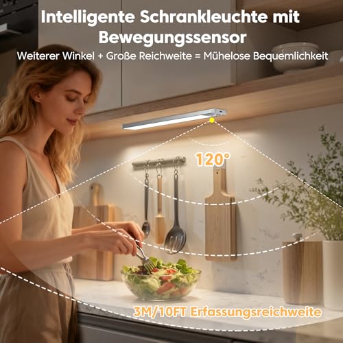 Schrankbeleuchtung mit Bewegungsmelder 25 cm (3er-Set), 3-Farbtemperaturen – Ansicht 3
