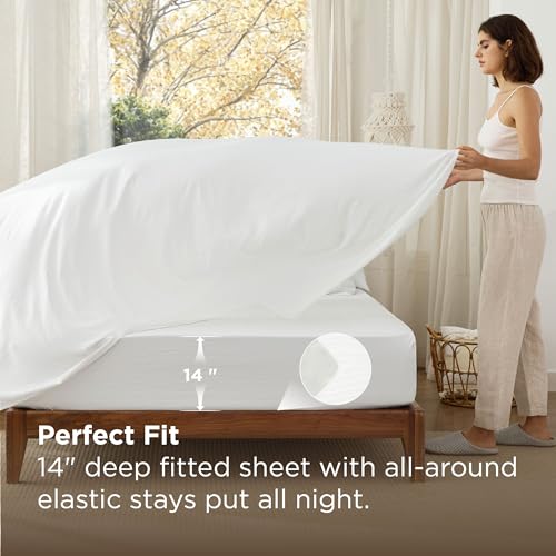 Image of Bedsure White King Comforter Set, Soft Bed in a Bag 7 Pieces, Alternative Bedding for All Seasons, Breathable Marshmallow Prewashed Bed Set with Comforters, Sheets, Pillowcases & Shams