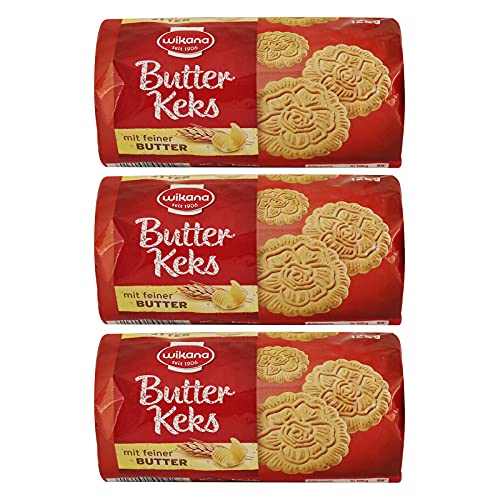 3er Pack Wikana Butterkeks 3 x 125 g Butterplätzchen Kekse