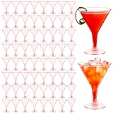 Paquete de 50 vasos de plástico Martini, de 7 onzas, transparentes desechables, reutilizables, de tallos altos para vino...