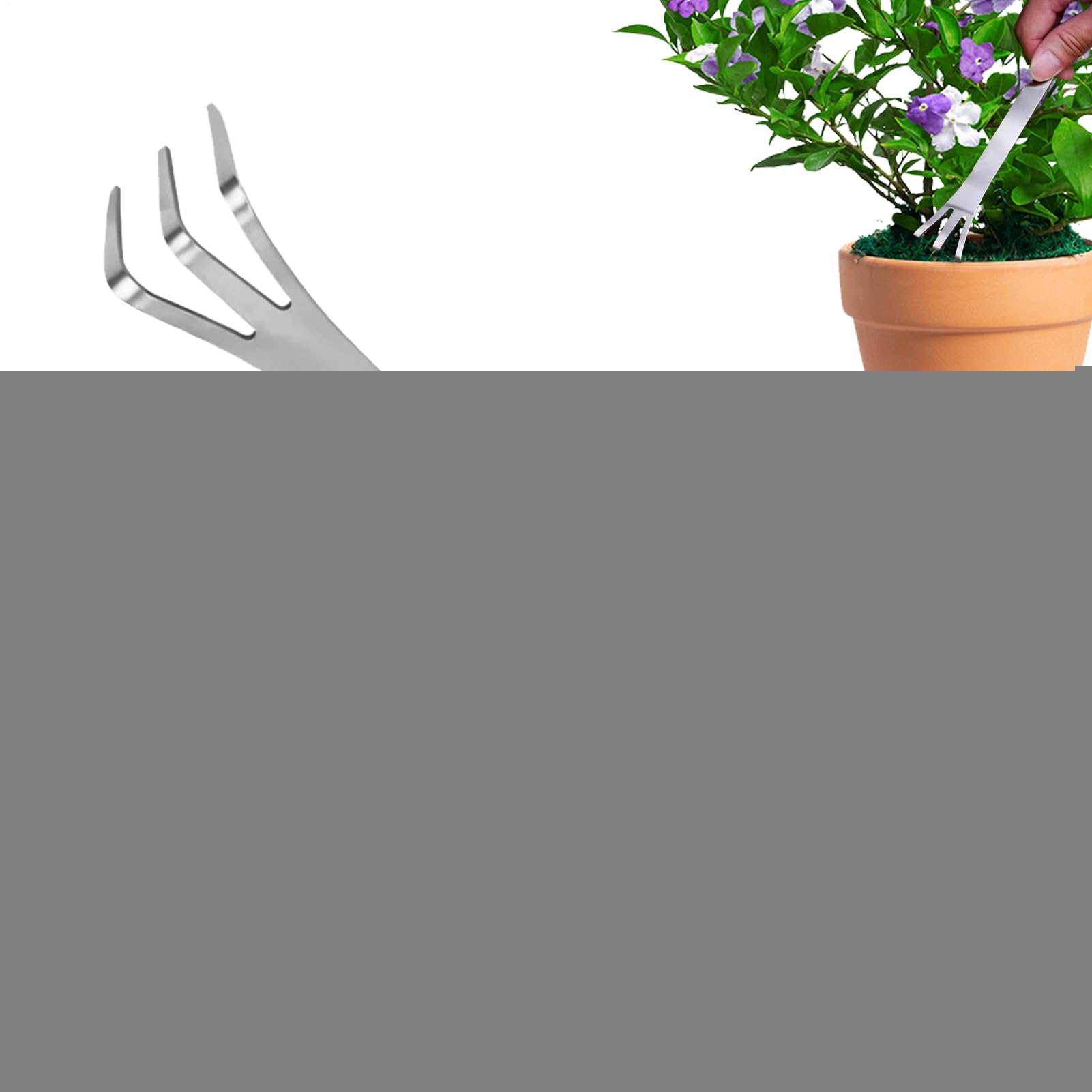 Rastrillo de Jardín para Bonsái Doble Cabeza Aflojador Suelo y Trasplante | Rastrillo Raíces Manual Acero Inoxidable Mantenimiento Y Cultivo Para Principiantes, Interior Y Balcón
