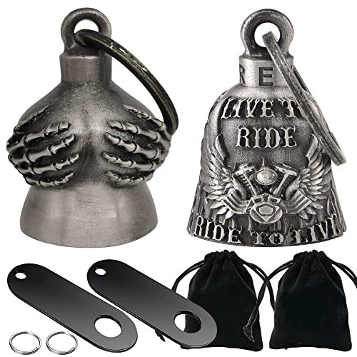 Image of Dream Apparel 2 Pack Motorcycle Bells Guardian Angel for Biker Rider Men Women Ride Riding with Hangers, Drive Away Gremlins