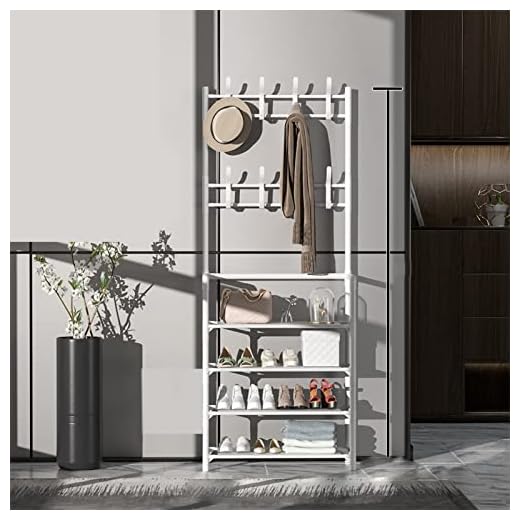 Perchero Moderno, Perchero de Pie, Zapatero de Entrada Y Perchero, árbol de Pasillo con Banco de Zapatos, Perchero de Almacenamiento para Colgar Ropa de Metal para Dormitorio,(60cm 4 capas blanco)
