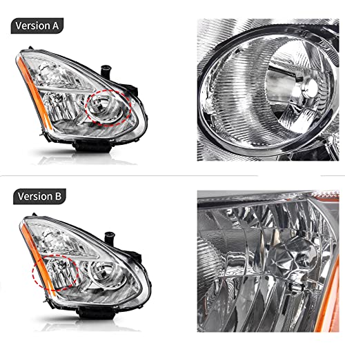 Halogen Type Headlight Assembly Compatible With 2008-2013 Rogue Chrome Amber Headlamp Replacement Left And Right #TOP2