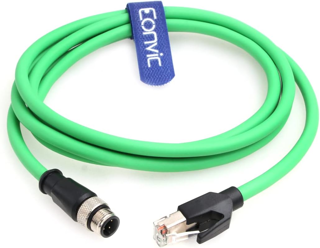 Eonvic M12 4-pin Male to RJ45 E4 Plug High Flex Cat5e Industrial Ethernet Cable Dynamic PUR