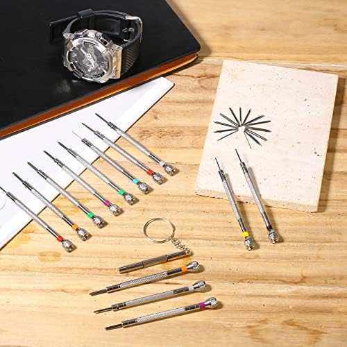 KINBOM 13pcs Micro Precision Screwdriver Kit, Watch Screwdriver Flathead Set Micro Precision Jewelry Screwdriver Set with Replacement Blades for Watch Glasses Jewelry Electronic Product Repair