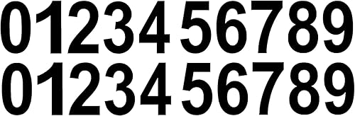 Calcomanías de vinilo negro con números del 0 al 9 (2 de cada número, 20 números en total), elige entre tamaños de 12 a 12 pulgadas (V746), letreros