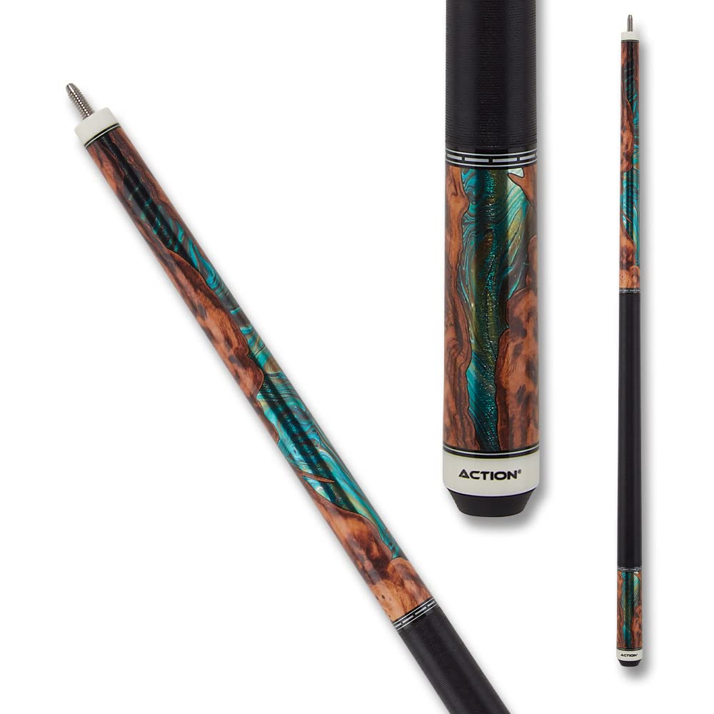 Action Fractal Billiards Pool Cue Stick - Burl w/Green Foil - 21oz