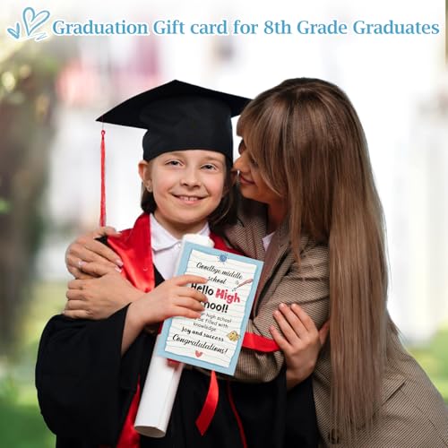 Image of FLYAB 8th Grade Graduation Gifts - 5.5 inchx8 inch 8th Grade Graduation Card with Envelope Funny Grad Gift for Her Him Graduate Teenagers Boys Girls Daughter Son Granddaughter Grandson