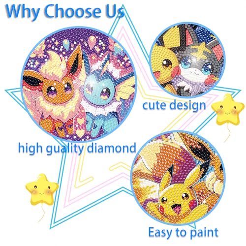 LWZAYS 4 Pack 5D Cartoon Diamond Painting Kits for Kids Beginners, Diamond Art Kit for Kids Ages 8-12, Mosaic DIY Full Round Drill Big Gem Art for Kid, Home Wall Decoration 6X6 inch by LWZAYS - Image 6