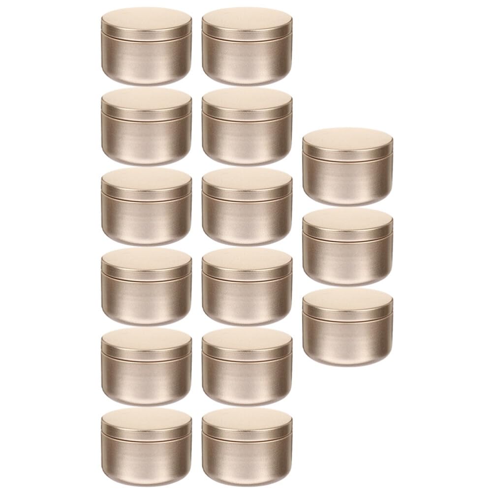 VILLCASE 24 Pcs Candle Jar Decorative Labels Empty Storage Tins Candle Tin Can Black Candlestick Holders Round Tin Containers 2 Oz Tinplate Candy Jar Containers with Lids Tin Box Aluminum