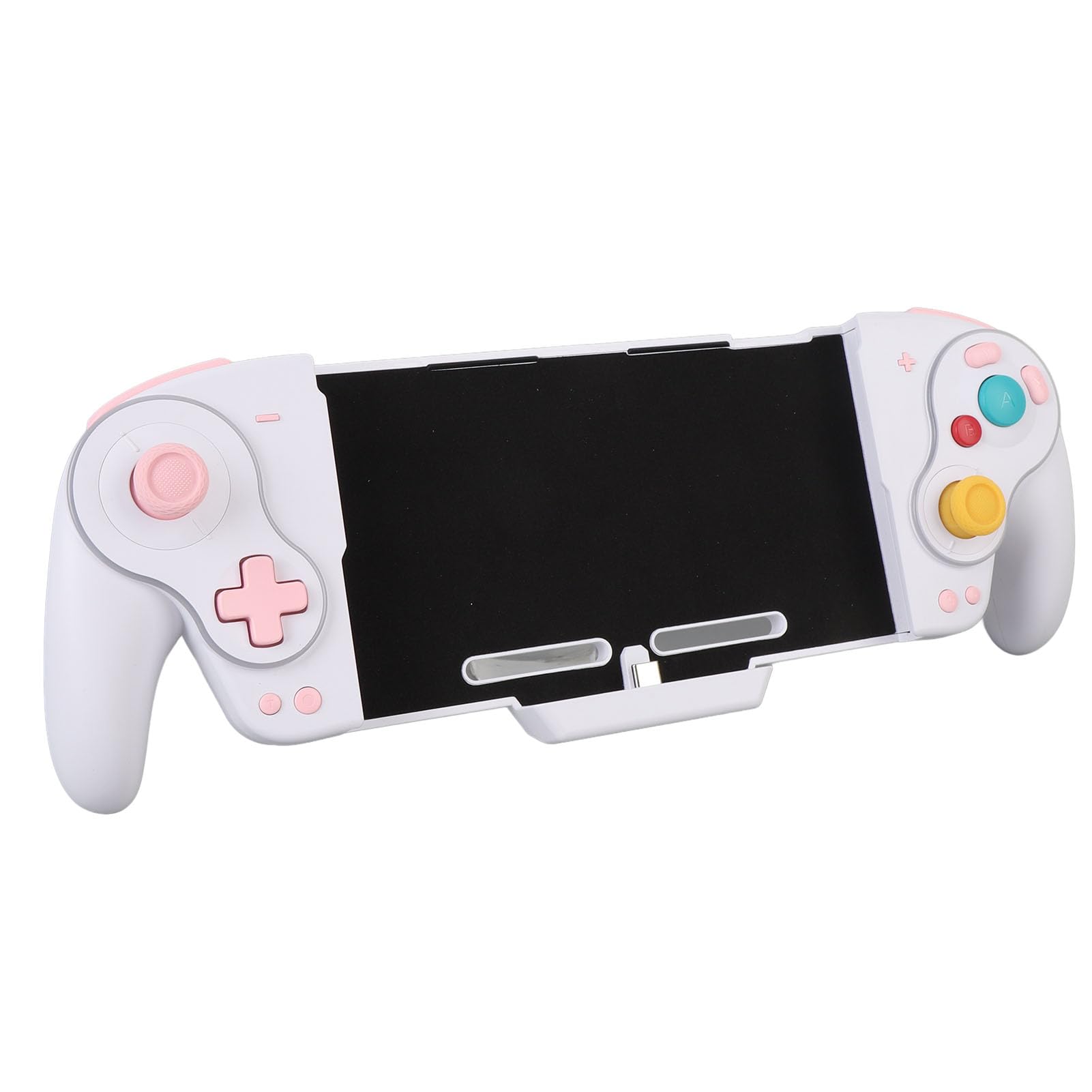 Controlador Joypad Inalámbrico con Teclas Mecánicas de una Pieza para Interruptor OLED, Vibración Ajustable, Luces RGB, para Entusiastas de los Juegos (WHITE)