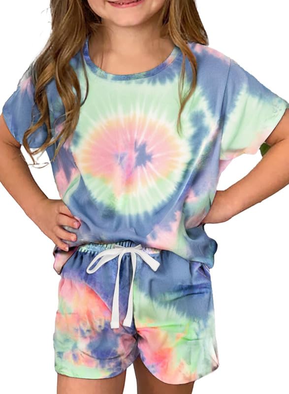 Image of Dokotoo Girl's Summer Cute T-Shirt and Shorts Set with Side Pockets