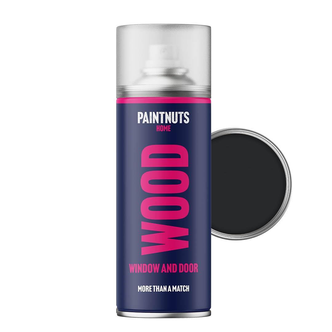 Paintnuts Wood Window & Door Paint - RAL-9011 - GRAPHITE BLACK Matt 400ml Spray Can
