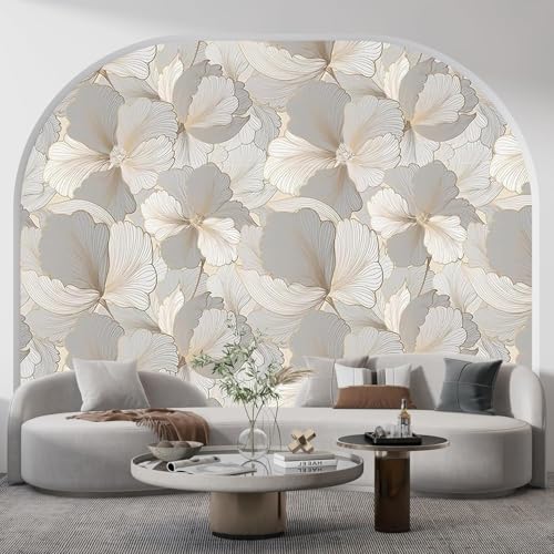 Image of VKR Grey Floral Peel and Stick Wallpaper, Self Adhesive Waterproof PVC Wall Sticker for Home, Living Room, Bedroom and Office (45 x 300 cm)