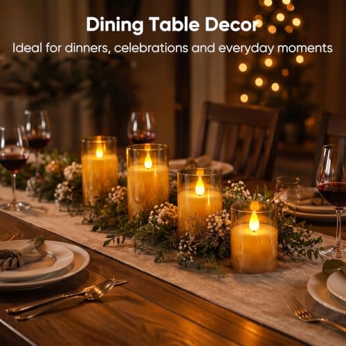 Image of Homemory Amber Rechargeable Flameless Candles with Remote Timer, Set of 3