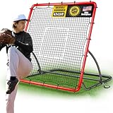 TELURY Heavy Duty Baseball Rebounder Net 4x4.5 FT Pitchback with 3 Adjustable Angles, Baseball and Softball Bounce Back Net for Ground, Line Drive, Fly Ball Return Settings Fielding Trainer (Red)