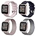 SINPY Correa para Fitbit Versa,4 Piezas Mixto Metal Acero Correas/Silicona Deporte Pulsera Repuesto Accesorios Compatible con Fitbit Versa 2/Fitbit Versa Lite Smartwatch