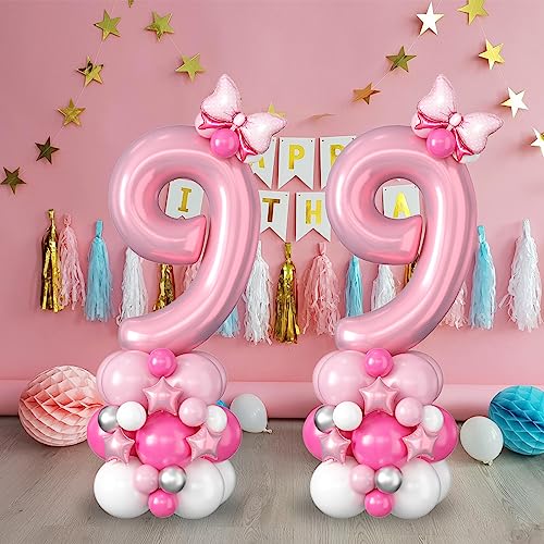 Image of 40 Inch Pink Number 9 Balloon Tower 9th Birthday Decorations for Girls