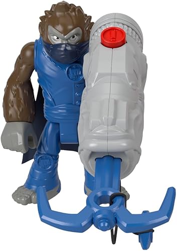Fisher-Price Pieza de repuesto Imaginext Gorilla Fortress Playset  HML57  GYX00  Figura de mono posable de repuesto con máscara, gancho de agarre y