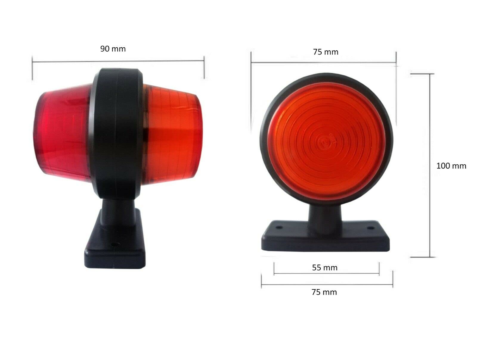 24V Red Rear 12 LED Side Marker Perimeter Lights X10 For Truck Scania MAN Volvo
