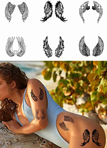 Tattoonova 6 Sheets Temporary Tattoo Adults Women Wing Party Favors Angel Body Face Sleeve Fake Tattoos #TOP11