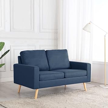 Contemporary Design Living Room Furniture Lounge Sofa Comfortable Couch Sofa Chair 2-Seater Sofa Blue Fabric for Living Room Bedroom Office Comfortable Durable